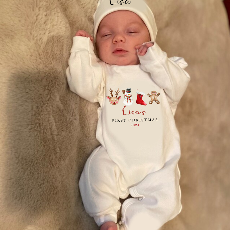 Personalized Baby First Christmas Outfit| BBCloth1204