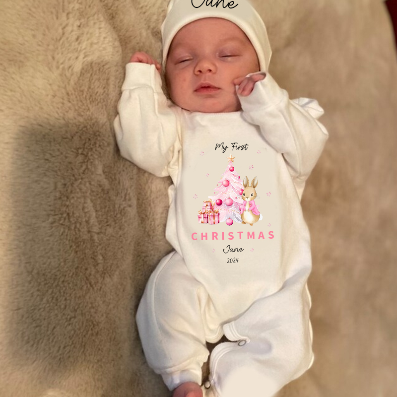 Personalized Baby First Christmas Rabbit Outfit| BBCloth1205