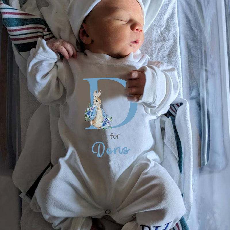 Personalized Rabbit Initial Baby Going Home Sets| BBCloth1220