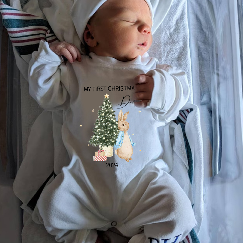 Personalized Baby First Christmas Rabbit Outfit| BBCloth1203