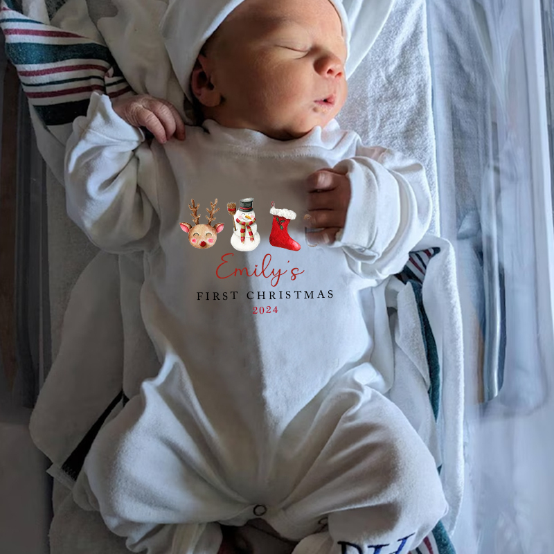 Personalized Baby First Christmas Outfit| BBCloth1204