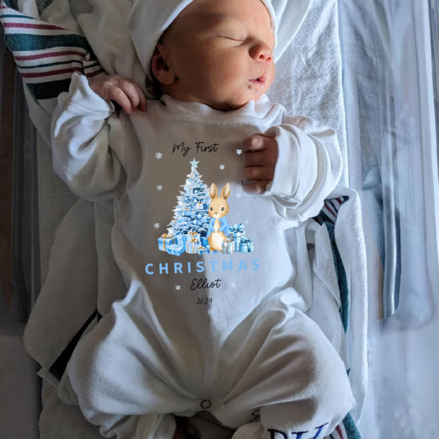 Personalized Baby First Christmas Rabbit Outfit| BBCloth1205