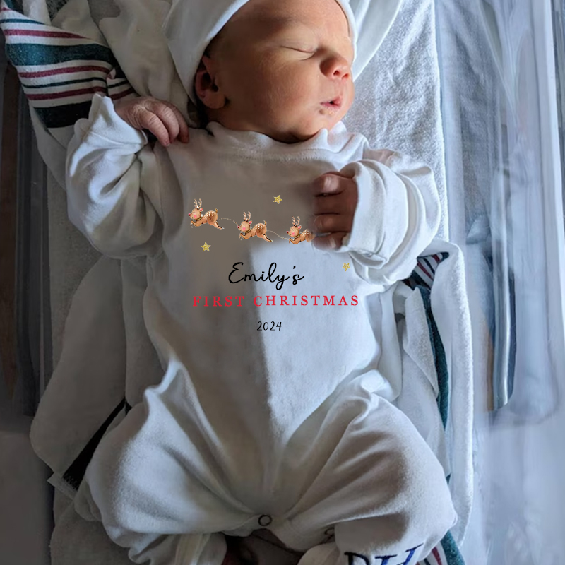 Personalized Baby First Christmas Outfit| BBCloth1202