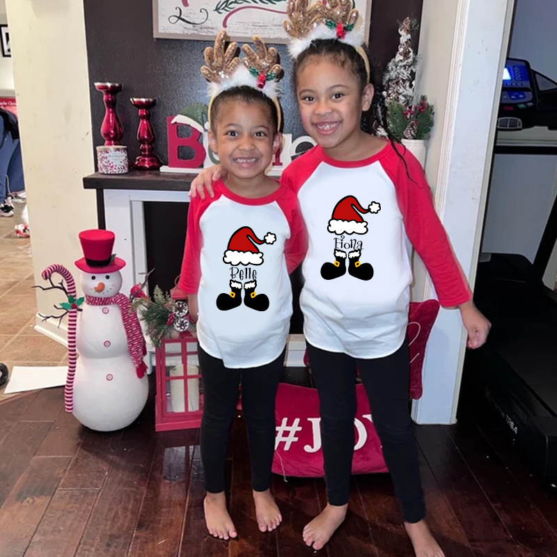 Personalized Kids Santa Hat Christmas Shirt| Cloth12412