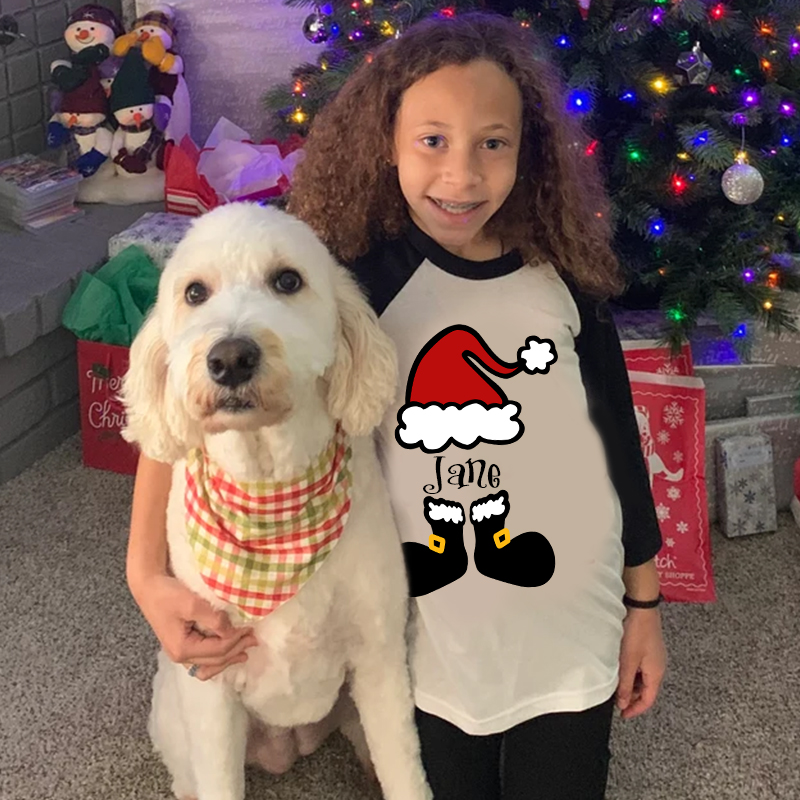 Personalized Kids Santa Hat Christmas Shirt| Cloth12412