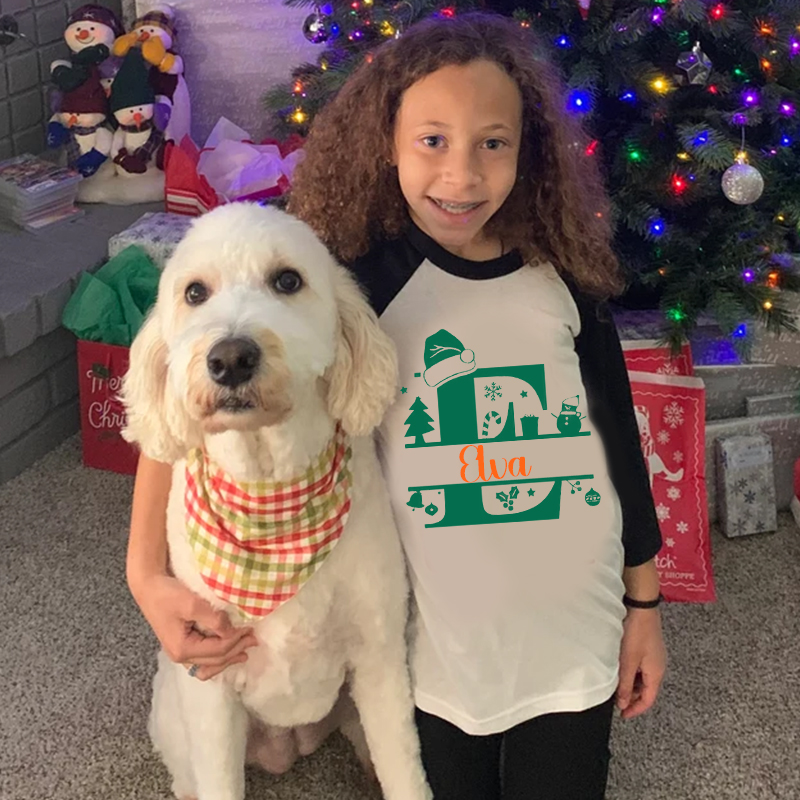 Personalized Kids Monogrammed Christmas Long Sleeves Shirt| Cloth 12410