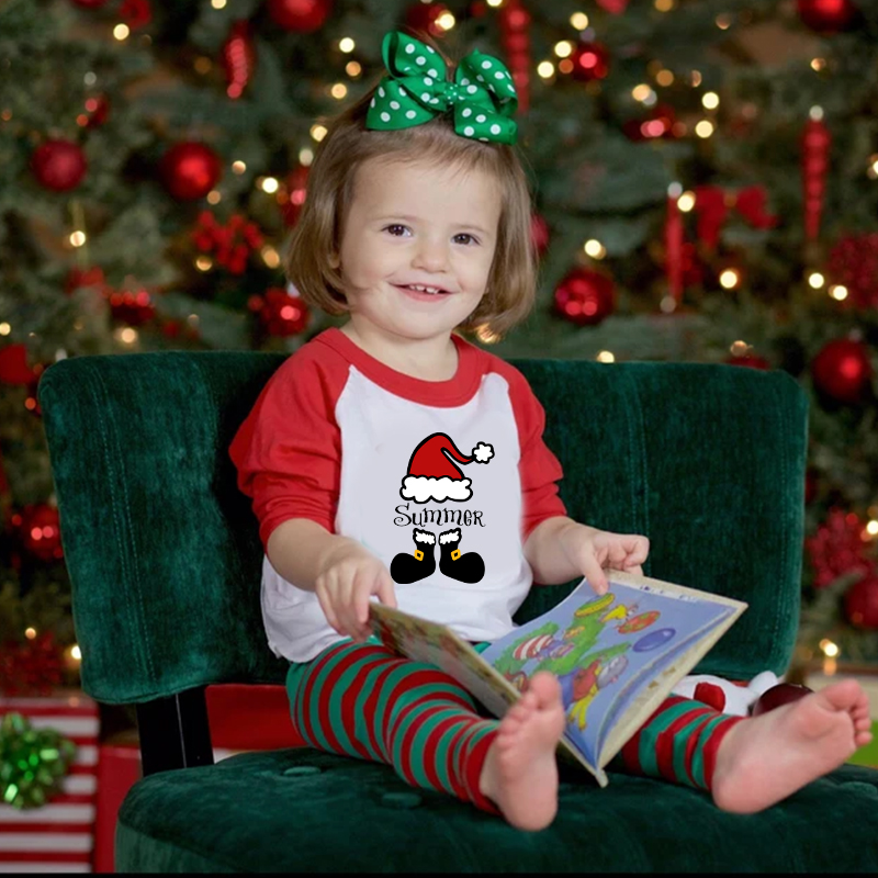 Personalized Kids Santa Hat Christmas Shirt| Cloth12412