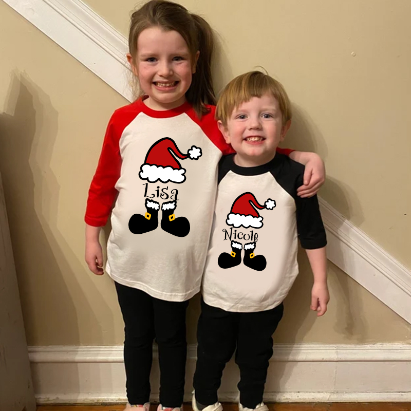 Personalized Kids Santa Hat Christmas Shirt| Cloth12412