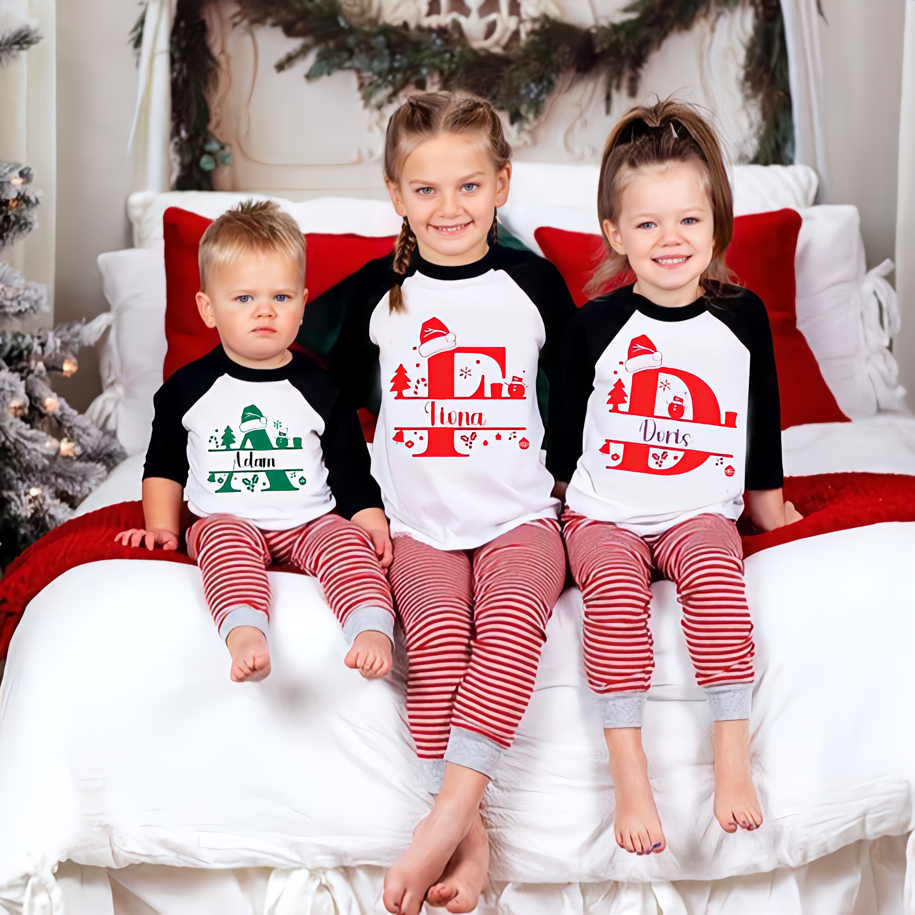 Personalized Kids Monogrammed Christmas Long Sleeves Shirt| Cloth 12410