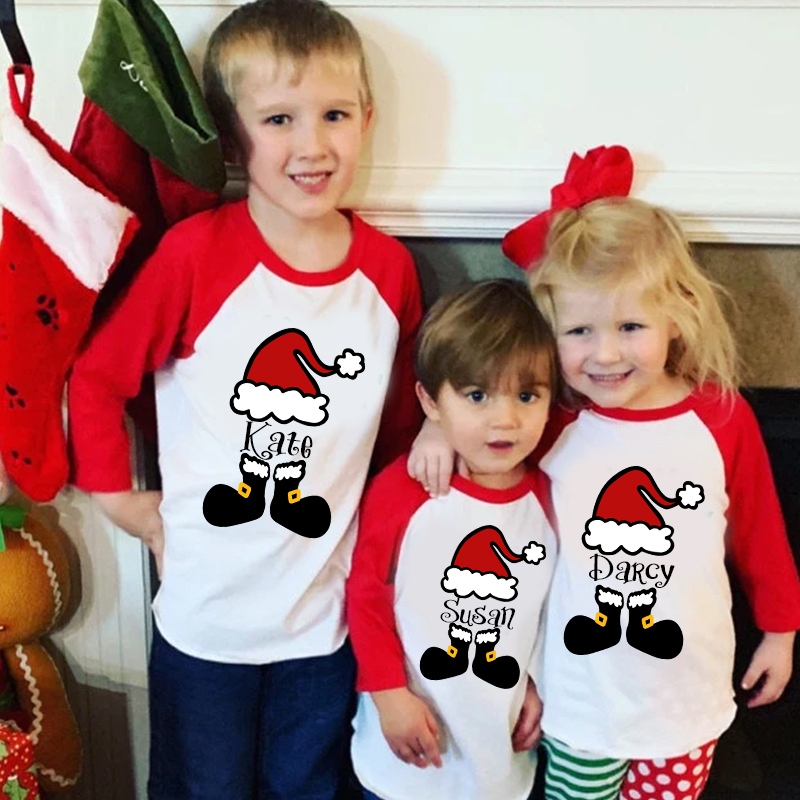 Personalized Kids Santa Hat Christmas Shirt| Cloth12412