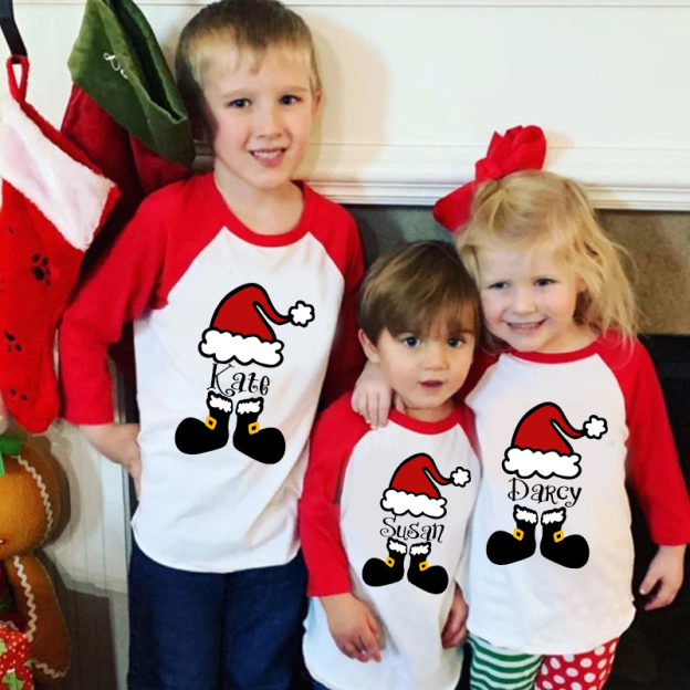 Personalized Kids Santa Hat Christmas Shirt| Cloth12412
