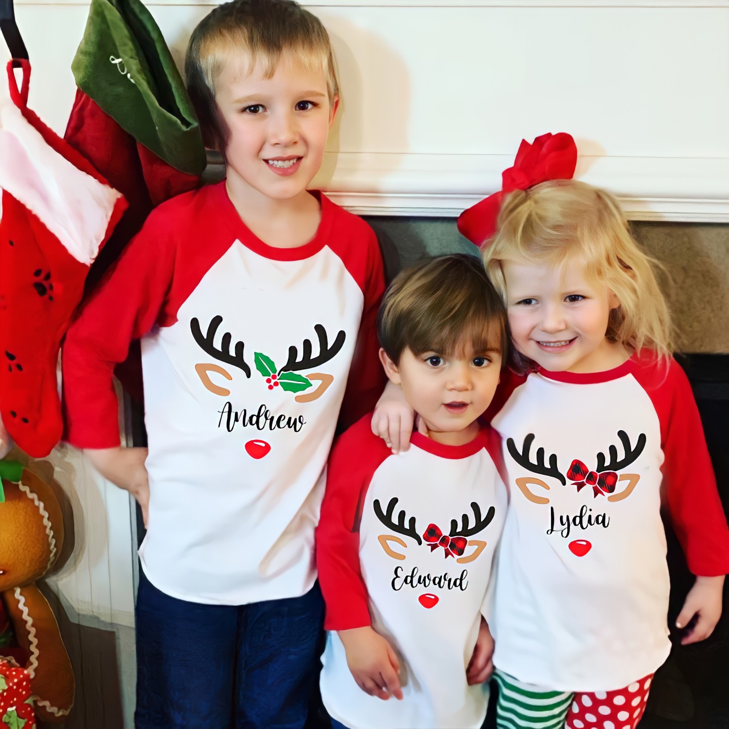 Personalized Kids Reindeer Monogrammed Christmas Shirt| Cloth 12411