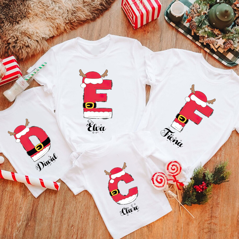 Personalized Family Christmas Monogrammed Name T-Shirt| Match0412