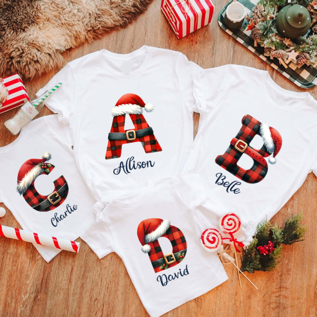 Personalized Family Christmas Monogrammed Name T-Shirt| Match0420