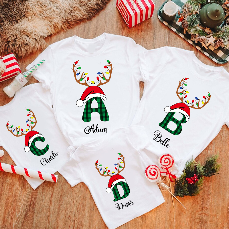 Personalized Family Christmas Monogrammed Name T-Shirt| Match0422