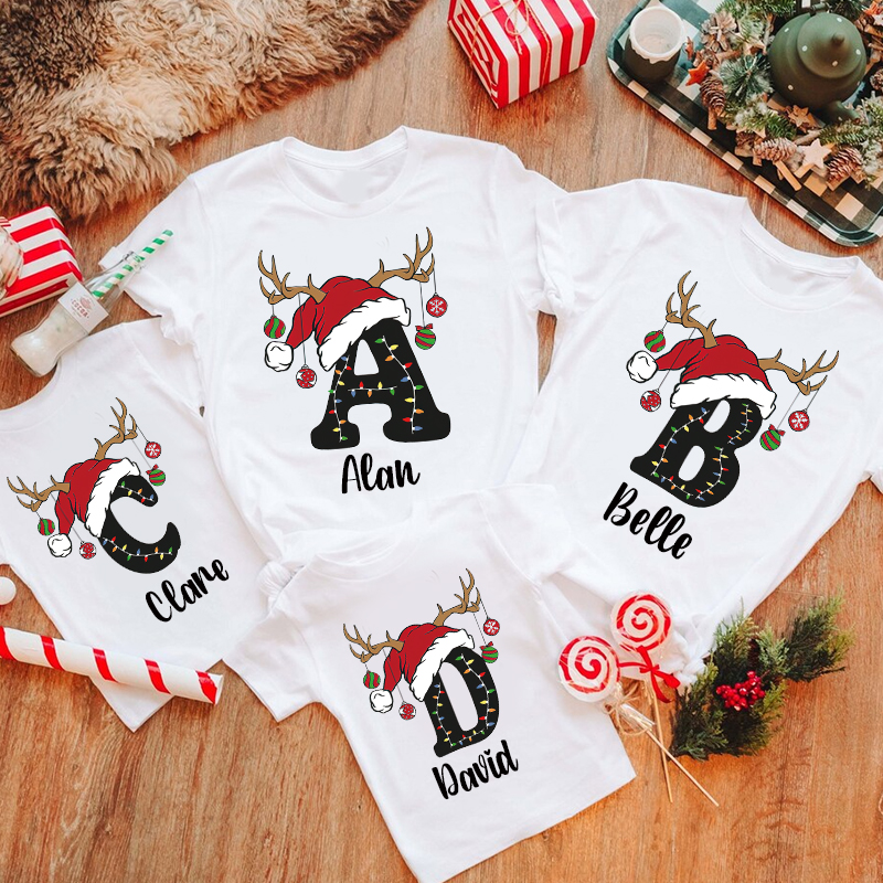 Personalized Family Christmas Monogrammed Name T-Shirt| Match0421