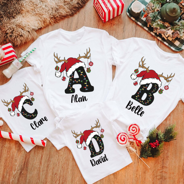 Personalized Family Christmas Monogrammed Name T-Shirt| Match0421
