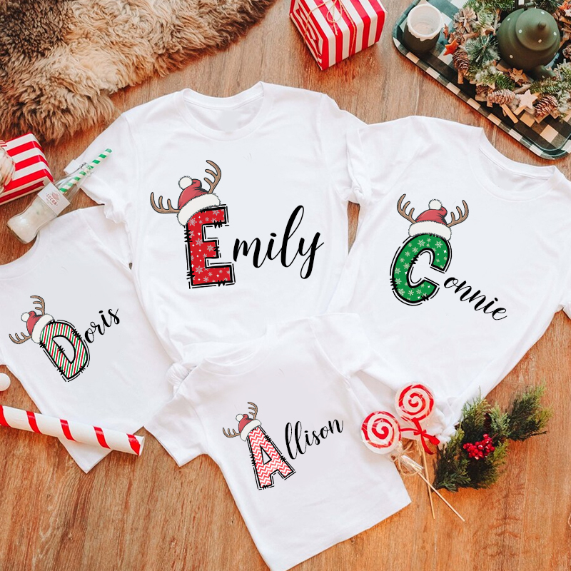 Personalised Family Christmas Name T-Shirt| Match0408