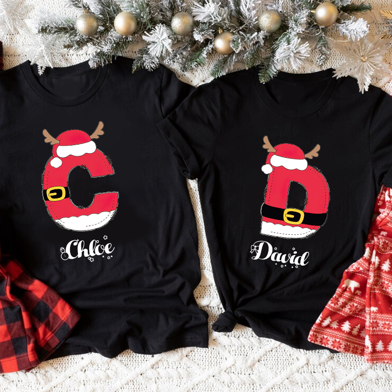 Personalized Family Christmas Monogrammed Name T-Shirt| Match0412
