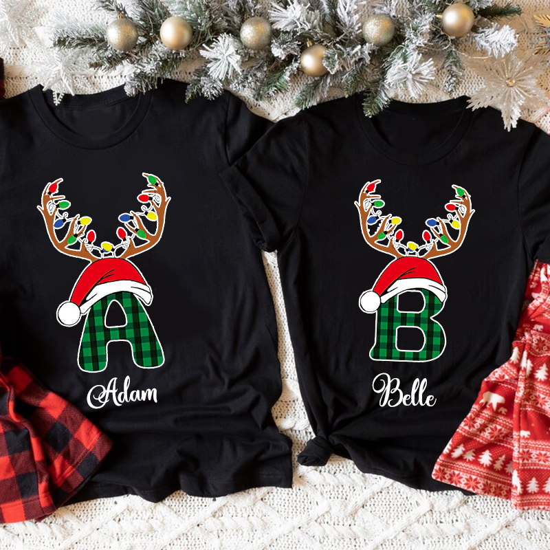 Personalized Family Christmas Monogrammed Name T-Shirt| Match0422