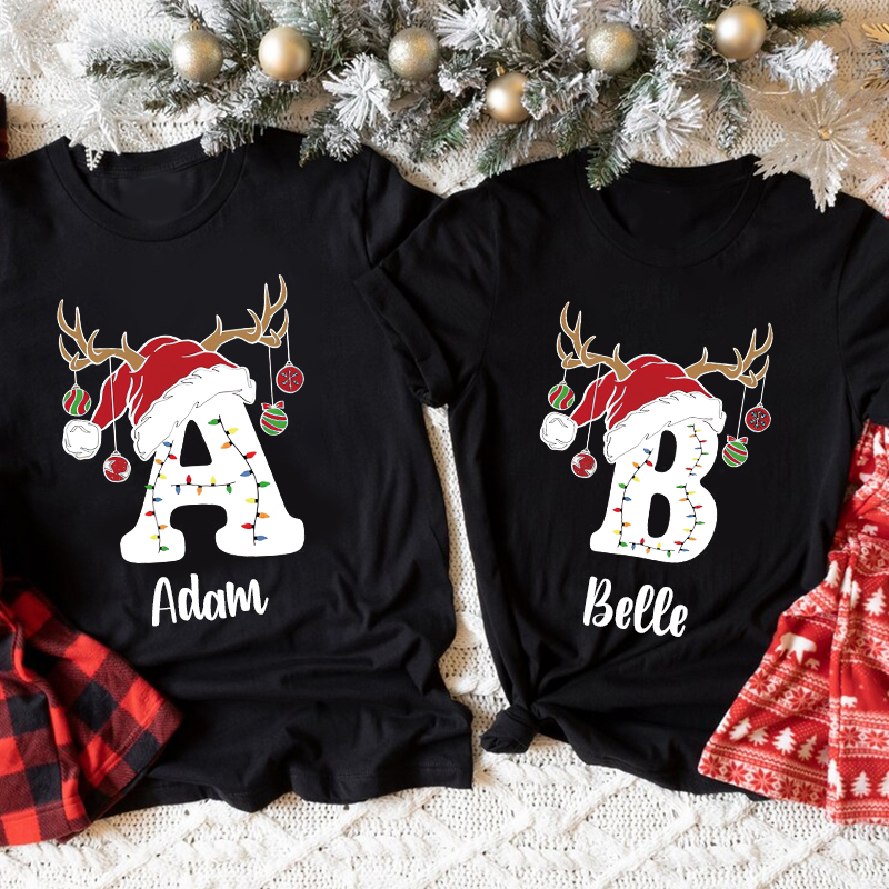 Personalized Family Christmas Monogrammed Name T-Shirt| Match0421