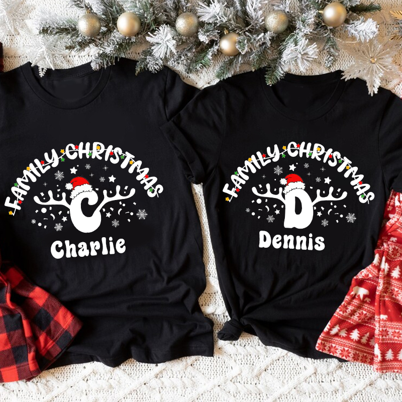 Personalised Family Christmas Name T-Shirt| Match0404