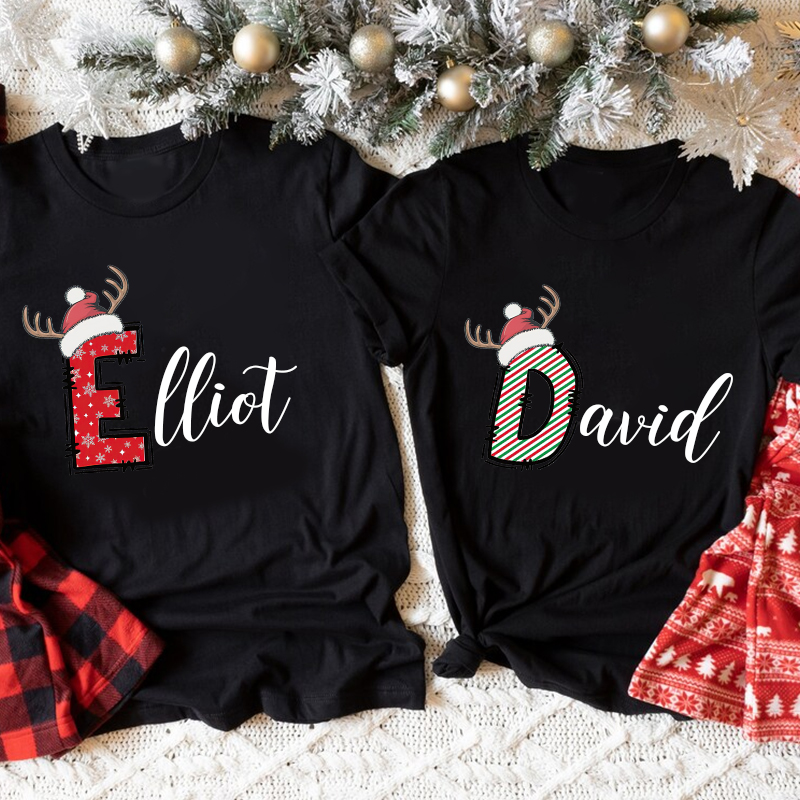 Personalised Family Christmas Name T-Shirt| Match0408