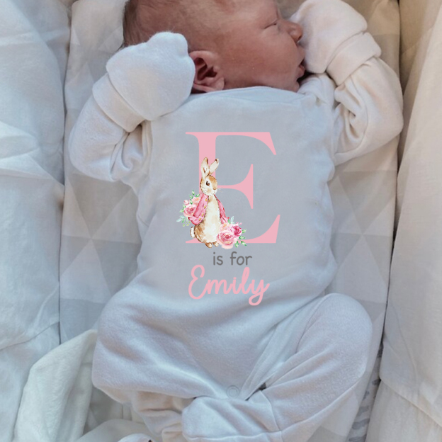 Personalized Rabbit Initial Baby Going Home Sets| BBCloth1220
