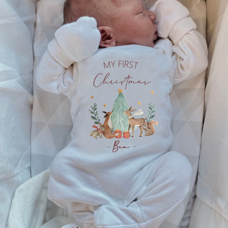 Personalized Baby First Christmas Outfit| BBCloth1208