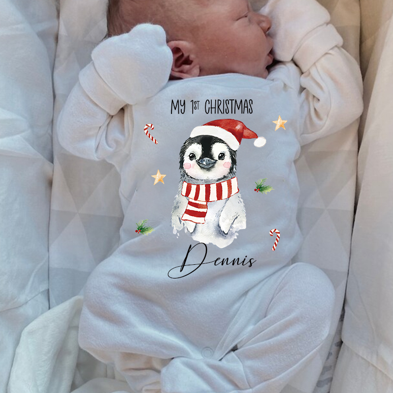 Personalized Baby My First Christmas Penguin Outfit| BBcloth1225
