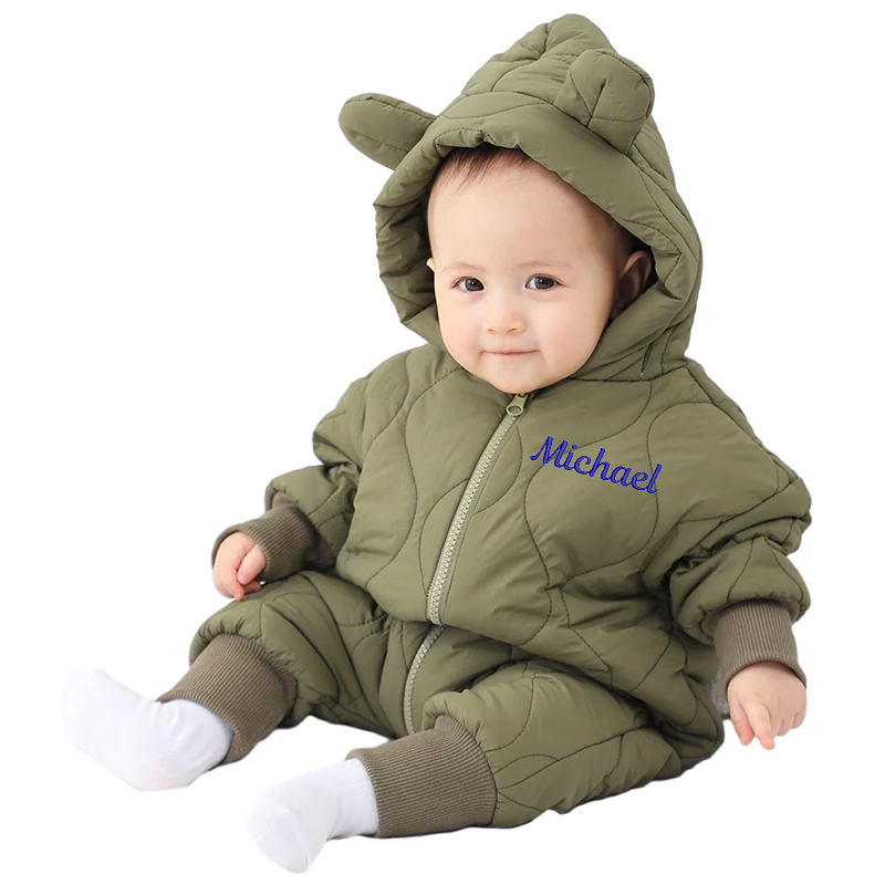 Personalized Baby Winter Embroidered Hooded Jumpsuit Coat| BBCloth72