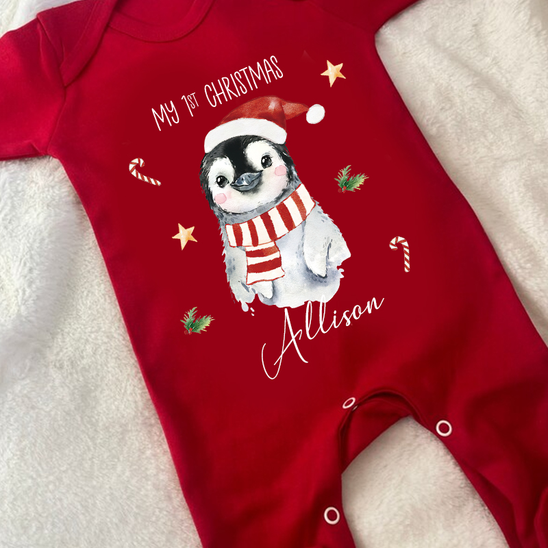 Personalized Baby My First Christmas Penguin Outfit| BBcloth1225