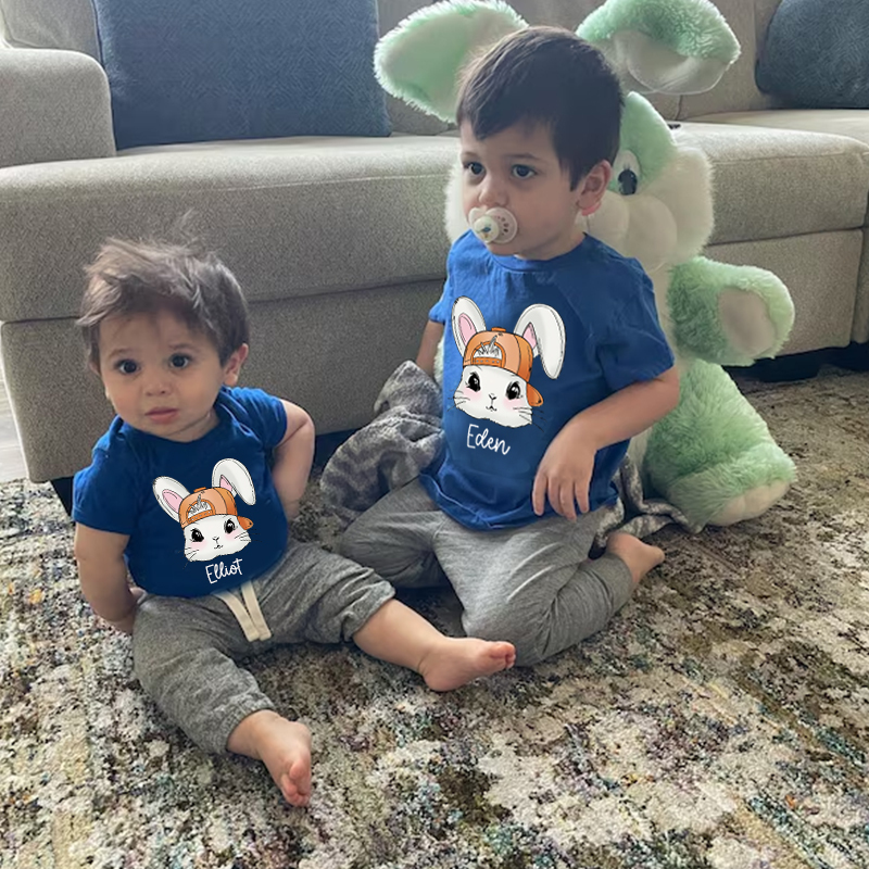 Personalized Kids Bunny Summer T-Shirt| Cloth1419
