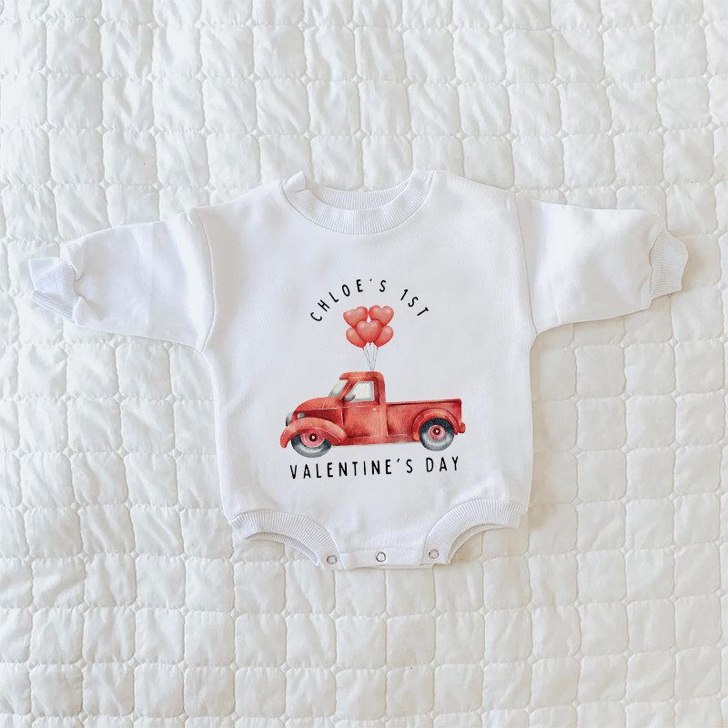 Personalized Baby First Valentines Day Sweatshirt Romper| YESVa04