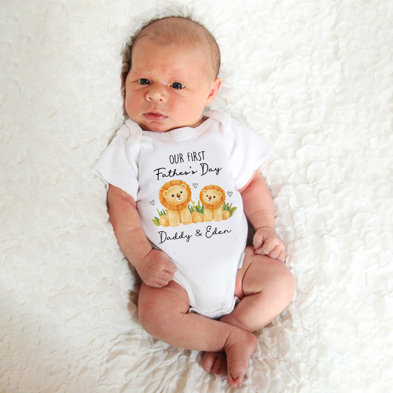 Personalized Our First Father's Day Baby Cozy Onesie| BBcloth2230
