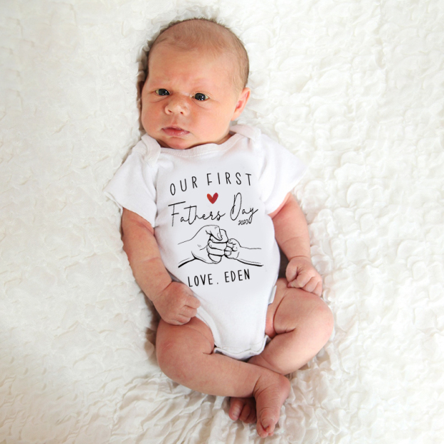 Personalized Our First Father's Day Baby Cozy Onesie| BBcloth2232