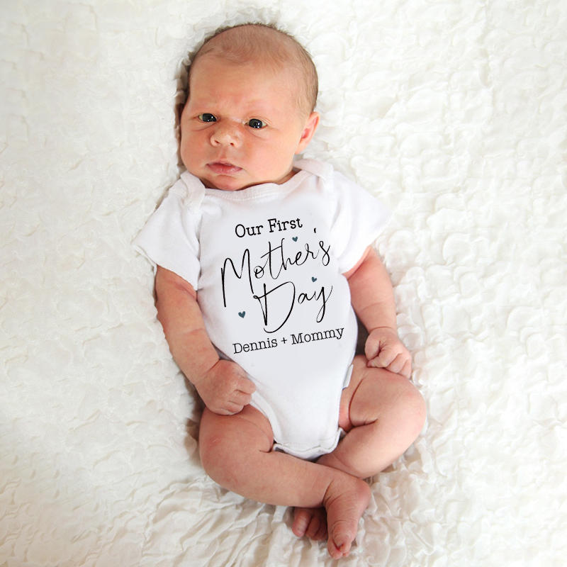 Personalized Our First Mother's Day Baby Cozy Onesie| BBcloth2211