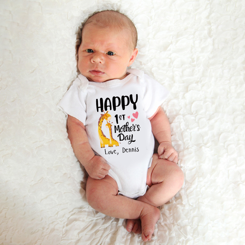 Personalized Happy 1st Mother’s Day Baby Cozy Onesie| BBcloth2214