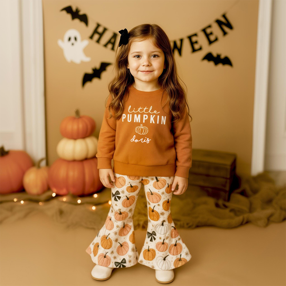 Personalized Baby Girl My Little Pumpkin Sweatshirt Set| YESHalloween07