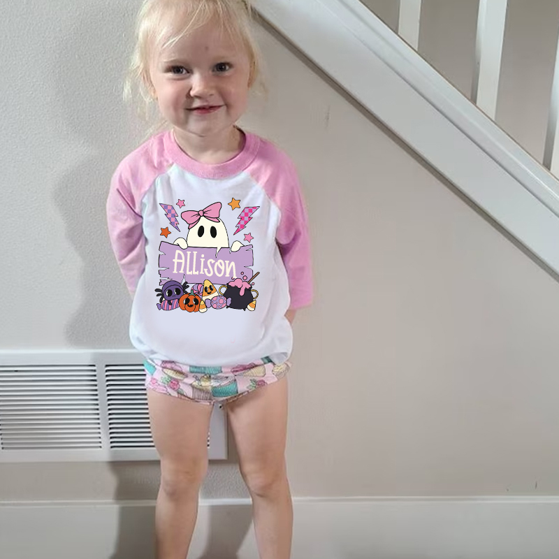 Personalized Kids Halloween Ghost Long Sleeves Shirt| Cloth12454