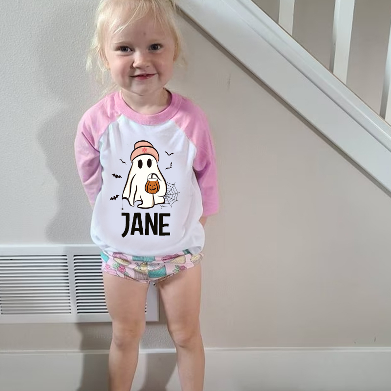 Personalized Kids Halloween Ghost Long Sleeves Shirt| Cloth12455