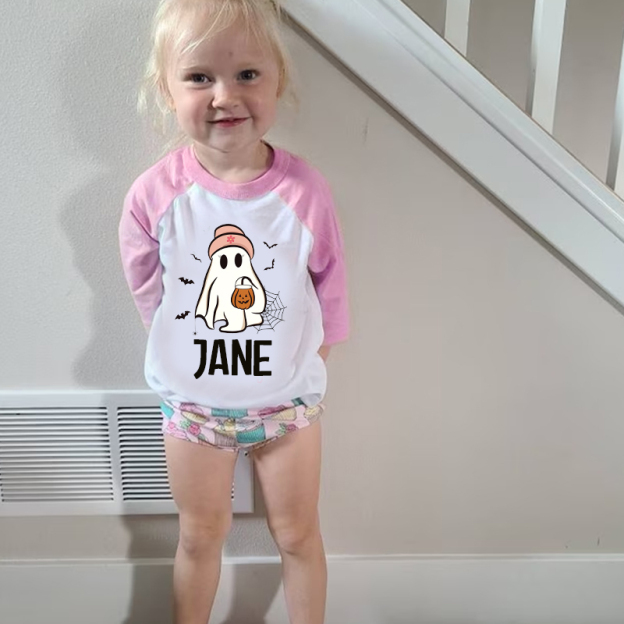 Personalized Kids Halloween Ghost Long Sleeves Shirt| Cloth12455