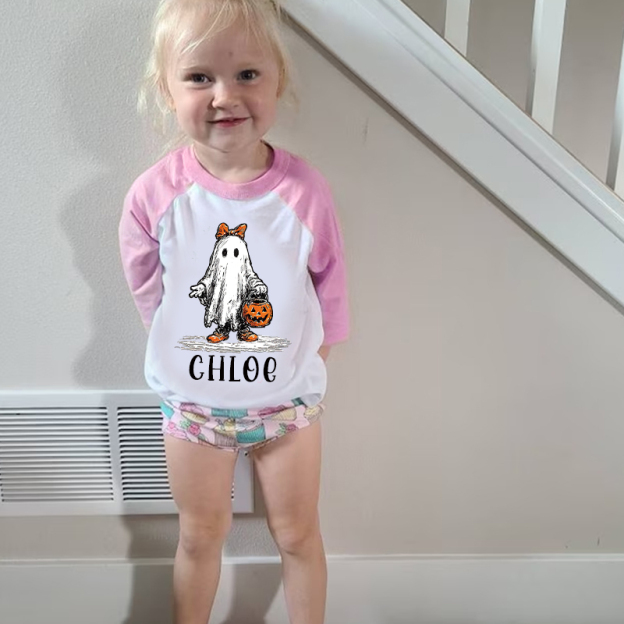 Personalized Kids Halloween Ghost Pumpkin Long Sleeves Shirt| Cloth12448