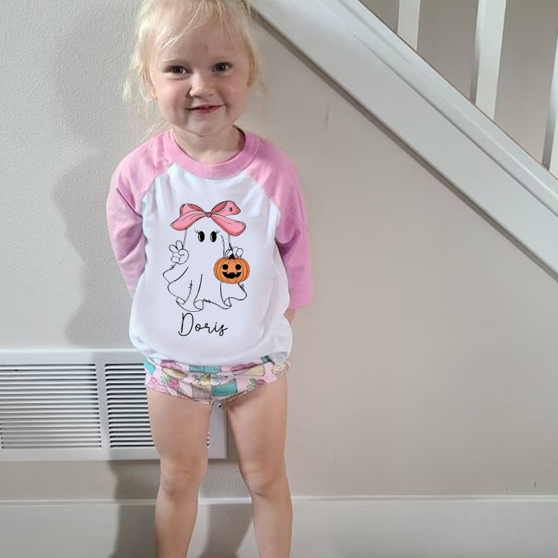 Personalized Kids Halloween Ghost Long Sleeves Shirt| Cloth12449