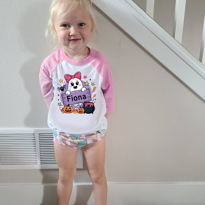 Personalized Kids Halloween Ghost Long Sleeves Shirt| Cloth12450