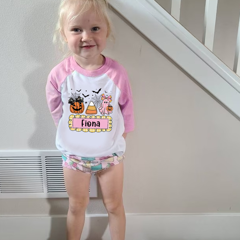 Personalized Kids Halloween  Ghost Pumpkin Long Sleeves Shirt| Cloth12451