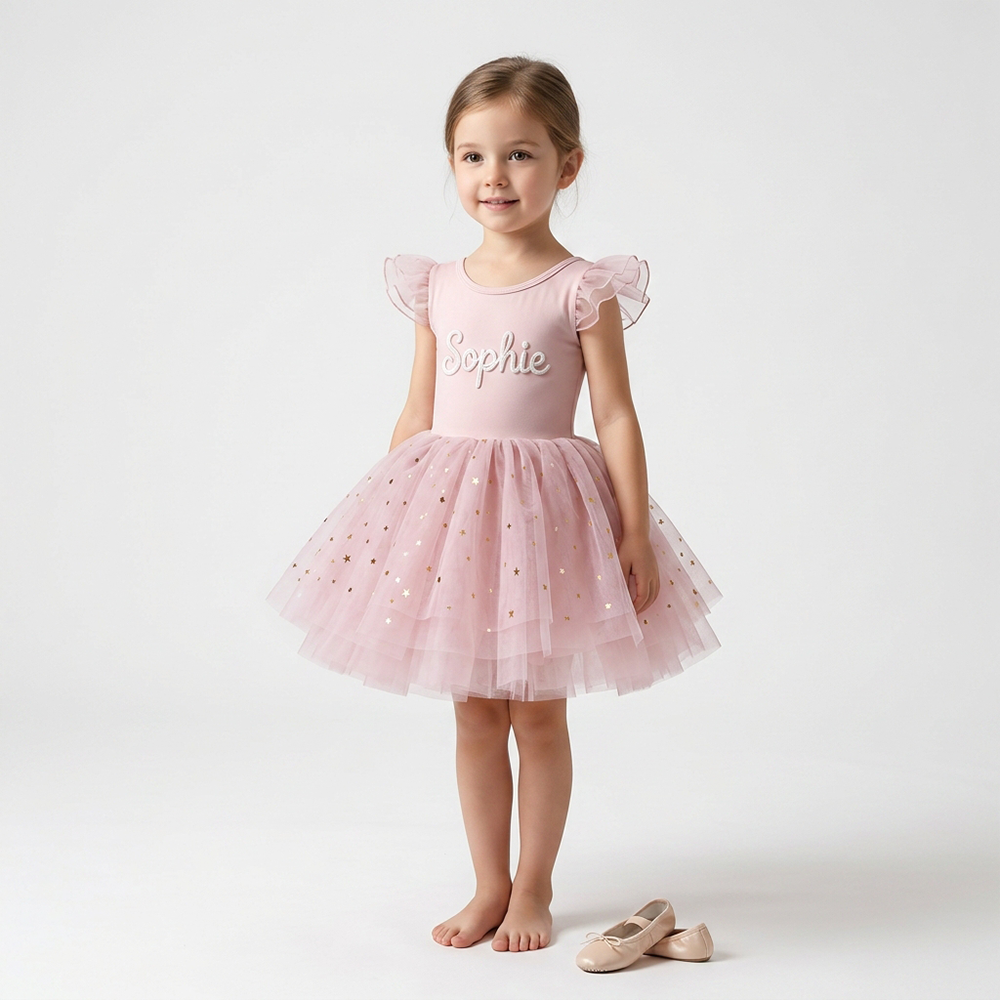 Personalized Hand Embroidered Girl Ballet Dance Tutu Dress| Dress106