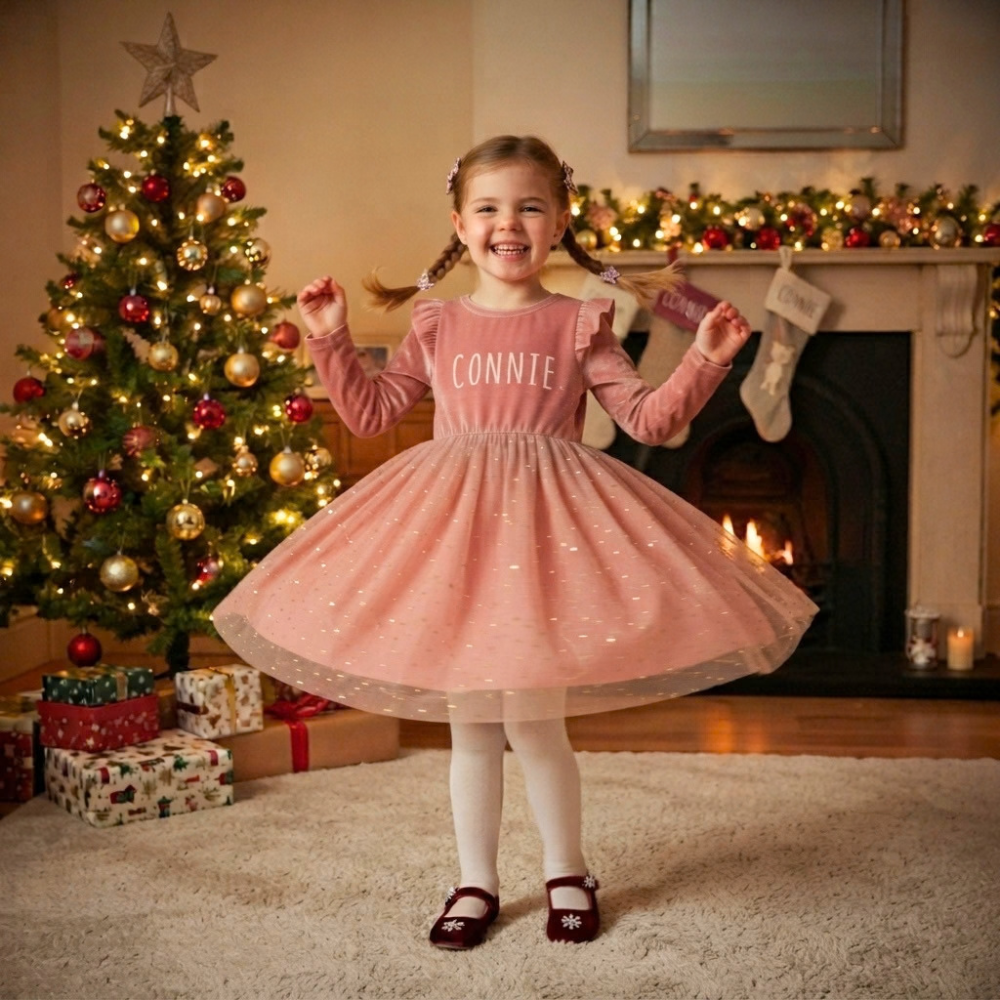 Personalized Girl Long-Sleeved Ruffled Princess Dress| Dress26