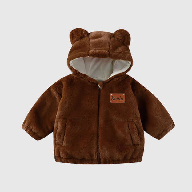 Personalized Leather Patch Kids Bear Jacket| Cloth255
