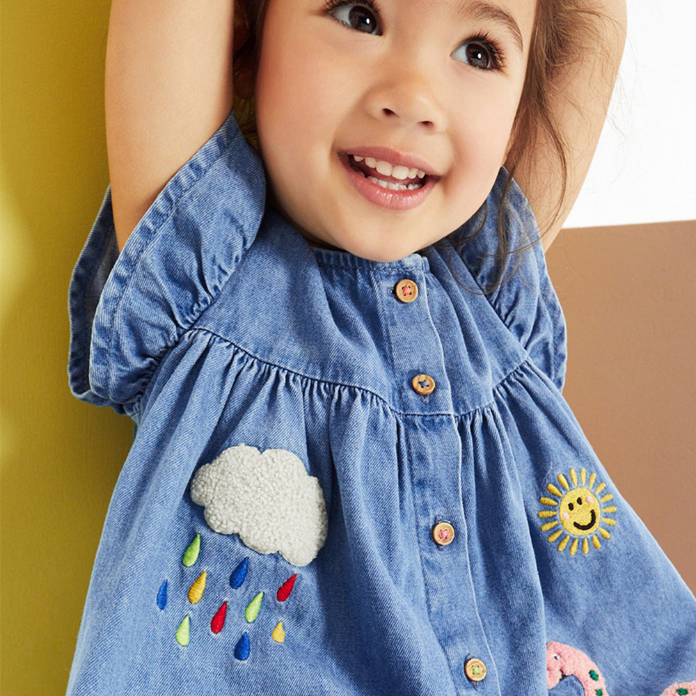 Personalized Girls Monogrammed Denim Dress| Dress20